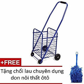 Xe đi chợ nhỏ xanh + 1 chổi lau bụi siêu sạch TI332