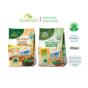 Combo Ngũ Cốc Yến Mạch Hạnh Nhân Hạt Chia 400G + Ngũ Cốc Yến Mạch 400G [ít đường](Tặng Kèm 1 Túi Yến Mạch 150G)