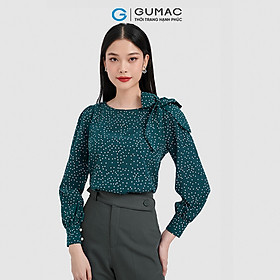 Áo kiểu chấm bi GUMAC, áo buộc nơ vai cách điệu thời trang LA0924