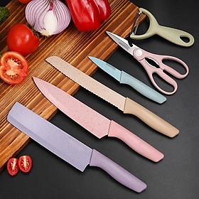 Bộ dao lúa mạch làm bếp 6 món xịn xò nhiều màu sắc tiện dụng