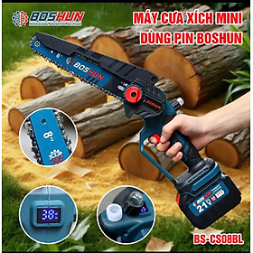 Máy Cưa Pin 8 Inch Boshun Cầm Tay - CS08 - Tốc Độ Cưa 7m/s - Không Chổi Than Cao Cấp - Chân Pin Phổ Thông 2 Pin 15 Cell 21V/6Ah