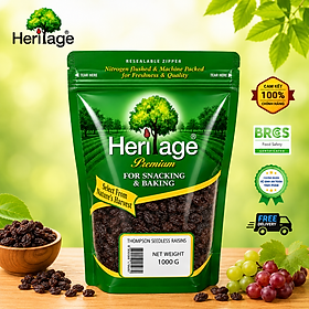 Nho Thomson khô không hạt loại 1, size lớn Heritage chính hãng , hủ 300g,gói 500g, 1kg - THOMPSON SEEDLESS RAISINS