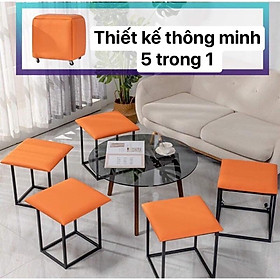 Ghế khối rubik, đôn ghế sofa gấp gọn 5 trong 1 có Bánh Xe Di Chuyển - ghế khối rubic phòng khách