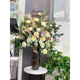 Mua Bình hoa lụa cao cấp cắm sẵn  trang trí phòng khách  decor spa  Salon tóc  Nail