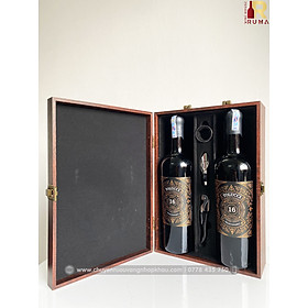 Mua Set quà tặng 2 chai rượu vang Ý Tolucci 16 - Hộp gỗ mặt da kèm bộ phụ kiện
