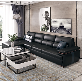 Sofa da góc L tựa lưng cao cấp Juno Sofa HDCT-07