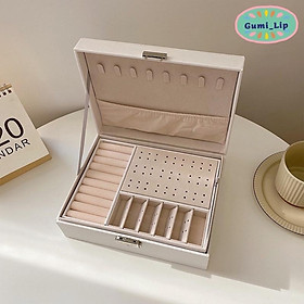 Mua Hộp đựng trang sức bọc da hai tầng có khóa - hộp đựng nữ trang cao cấp mẫu mới