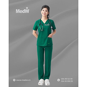 MedW Venus Scrubs Y Tế Green Hunter (Nữ) Xanh Phẫu Thuật Bộ Trang Phục Y Tế Phòng Khám Bệnh Viên Đa Khoa Chuyên Khoa Chấn Thương, Tai Mũi Họng, Sản Phụ Khoa, Chẩn Đoán Hình Ảnh, Phẫu Thuật Tạo Hình Thẩm Mỹ, Vật Liệu Chuyên Biệt Y Tế Mềm Như Lụa