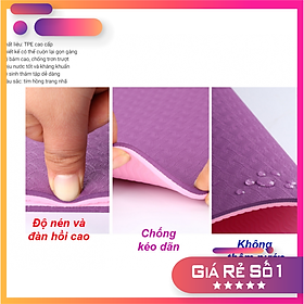 Thảm tập gym yoga chống trơn trượt TPE cao su 2 lớp 6mm tấm miếng đệm nót tập thể dục tại nhà