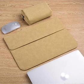 Bao da, túi da, cặp da chống sốc cho macbook, laptop, surface kèm ví đựng phụ kiện