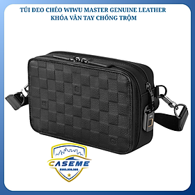 Túi đeo chéo nam WI WU Master da thật khóa vân tay thông minh - Hàng Chính Hãng