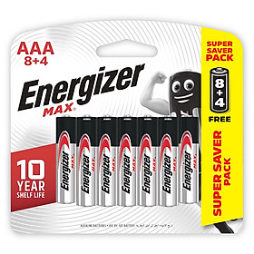 Hình ảnh Pin Max 8 + 4 Viên Energizer E92 BP8+4 AAA - Hàng Chính Hãng Model 2020