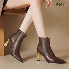 Boots thời trang nữ gót nhọn, da lì cao cấp ROSATA RO711- 9p - BKSTORE