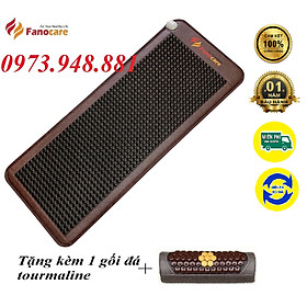 Thảm/Nệm đá nhiệt nóng tourmaline hạt tròn đen bóng Fanocare KT 60x150x3.5cm T4000 (Tặng quà)