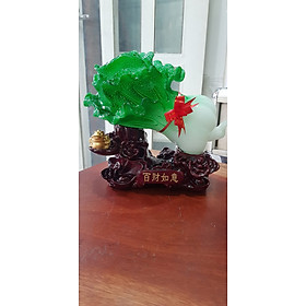 Mua Tượng Bắp Cải Cóc Vàng Phong Thuỷ Tài Lộc đế gỗ thỏi vàng Size trung Ngang 25cm x Cao 21cm x Sâu 11cm Công dụng trưng bắp cải tượng trưng cho của cải cóc giữ ngậm tiền Anh Chị trưng bàn làm việc  nhà  công ty  quà biếu tặng ý nghĩa ạ
