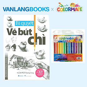 Sách Bí Quyết Vẽ Bút Chì + Hộp 12 Bút Cọ Màu Nước Brush Pen - Vanlangbooks x Colormate