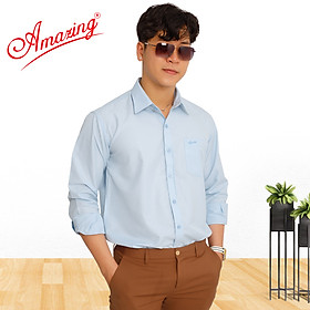 Áo sơ mi nam trơn nhiều màu Amazing, vải Bamboo mềm mịn thấm hút, dáng truyền thống, vạt bầu, tay dài