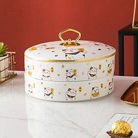 Mua Khay Mứt Sứ Mèo Thần Tài  khay mứt Tết – 2 Tầng
