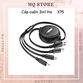 Mua Cáp sạc đa năng dây rút Ho. X75 3 in 1 dây dẹp chống đứt  độ dài 1 mét ( hàng chính hãng)