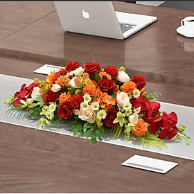 Lẵng hoa lụa cao cấp 60cm Anzzar để bàn họp, hội nghị, sự kiện, trưng bày kệ tivi decor phòng khách, nhà hàng, tiệc cưới hỏi sang trọng LH-01