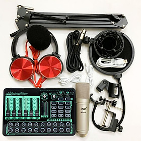 Mua Combo thu âm livestream Soundcard H9  Micro ISK AT100 - Kèm full phụ kiện kẹp micro bàn  màng lọc micro  tai nghe chụp tai - Hỗ trợ thu âm  livestream  karaoke online chuyên nghiệp - Giao màu ngẫu nhiên - Hàng nhập khẩu