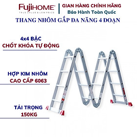 Mua Thang nhôm FUJIHOME ML104N gấp đa năng 4 đoạn nhập khẩu  Cao tối đa 4 5m  Chống trơn trượt