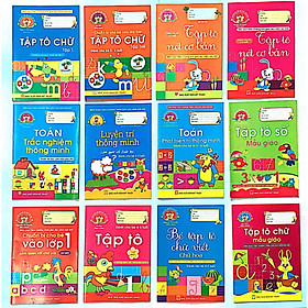 Combo Tập Tô Chữ, Tập Tô Nét, Tập Tô Số , Làm Quen Với Toán Học - Trọn Bộ 12 Cuốn (Dành Cho Trẻ Từ 4 - 7 Tuổi)