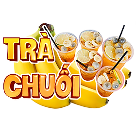 Decal TRÀ CHUỐI trang trí quán nước tường, tủ kính bền đẹp chống nước cắt sẵn khổ A4