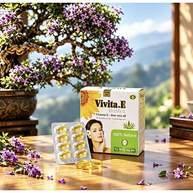 Vivita.E ￼Vitamin E  400IU VN1 - Hộp 100 viên nang mềm -Tinh dầu lô hội làm đẹp da, chống lão hóa, ngừa nếp nhăn, Vinaphar