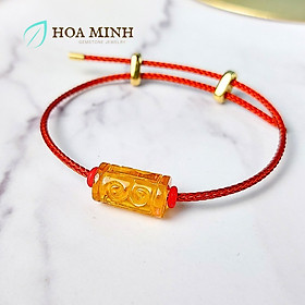 Vòng tay dây cáp phối lu thống Hổ Phách size 10x16.9 li chạm khắc vân mây may mắn