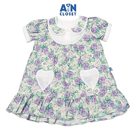 Đầm bé gái họa tiết hoa hồng tím cotton - aicdbggcsav1 - ain closet