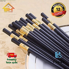 Bộ 10 đôi đũa Hàn Quốc khảm vàng siêu đẹp chống mốc