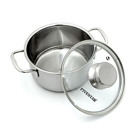 Mua Nồi Inox 430 3 đáy nắp kính cao cấp Fivestar 16cm/ 20cm /24cm/ 26cm