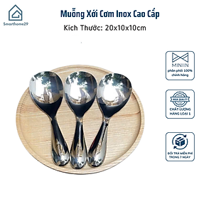 Muỗng Xới Cơm Inox Cao Cấp - Muôi Xới Cơm INOX 20cm, Cán Cầm Dài, Cách Nhiệt An Toàn - HÀNG CHÍNH HÃNG MINIIN