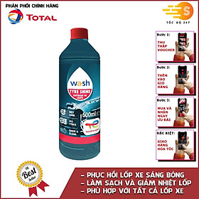 Dung dịch đánh bóng và bảo dưỡng lốp ô tô Total Energies TE-TS500 500ml - Giảm nhiệt độ lốp xe, chống lão hóa, nứt nẻ, phục hồi màu đen lốp xe