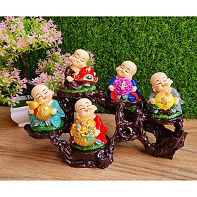Mua Bộ 05 chú tiểu Ngũ Phúc 7cm kèm đế ngang 5 ô
