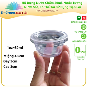 100 Hủ Đựng Nước Chấm, Gia Vị, Nước Sốt 1oz & 2oz 60ml Có Nắp Liền, Nắp Rời Tiện Lợi - Egreen Dùng 1 Lần