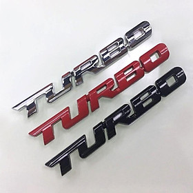 Logo chữ Kim loại TURBO dán trang trí ô tô dài 10cm