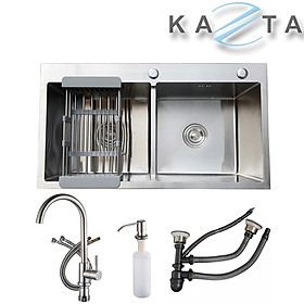 Combo chậu rửa bát cao cấp Kazta KZ-CB8245T inox SUS304 kèm vòi, rổ đa năng, bình xà phòng