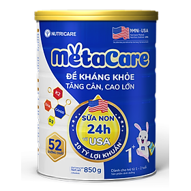 Sữa bột Nutricare MetaCare 1+ lon 850g - Đề kháng khoẻ, Tăng cân, Tăng cao