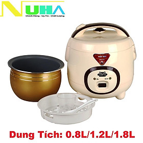 Nồi cơm điện Ladomax lòng niêu dung tích 0.8L/1.2L/1.8L màu trắng kem, có xửng hấp-Hàng chính hãng