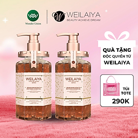 Combo 2 chai sữa tắm trắng da cánh hoa hồng Damask Weilaiya Grand Rose Extracts Whitening Shower Gel 450ml