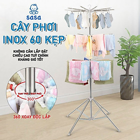 Cây phơi đồ thông minh đa năng CAO CẤP inox 3 tầng(2 tầng kẹp, 1 tầng thanh phơi)