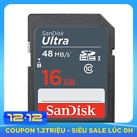 Thẻ nhớ 16GB SDHC Ultra C10 Read 48MB/s SanDisk - Hàng Chính Hãng