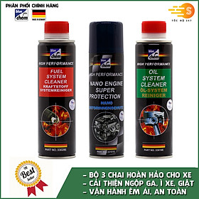 Bộ 3 phụ gia thay định kì bao gồm nhớt 33018E, xăng 33028E, nano 33181E cao cấp Bluechem - 33028E_33018E_33181E