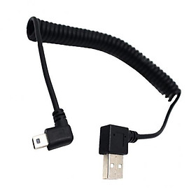 2X USB 2.0 Male to 90 Degree Male Plug  5p Plug Spring Cable - Black