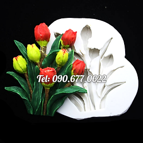 Mua Khuôn silicone làm rau câu chùm 7 hoa Tulip kèm lá loại 11 cm - Mã số 1704