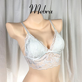 Áo Bralette không gọng, mút mỏng kết hợp chân ren, ren hoa trắng sang trọng, sexy, gợi cảm Mebra WHITE LUXURY CR029