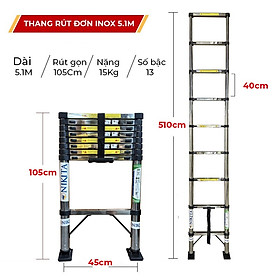 Mua Thang INOX rút đơn nhập khẩu gấp gọn  chống trượt  tiện dụng  an toàn  nhiều kích thước  sản phẩm mới Nikita 2023