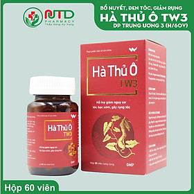 Thực phẩm bảo vệ sức khỏe: HÀ THỦ Ô TW3 LỌ 60 VIÊN - Ngăn ngừa bạc tóc, kích thích mọc tóc, giảm rụng tóc và chăm sóc sức khỏe tóc